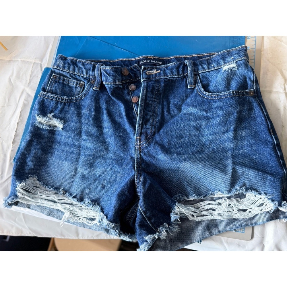 Calvin Klein Jeans Women's Denim Distressed Cutoff Shorts Size 29 Blue